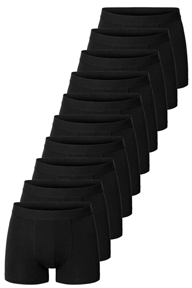 Men's Black Lycra Cotton Boxer Pack of 10