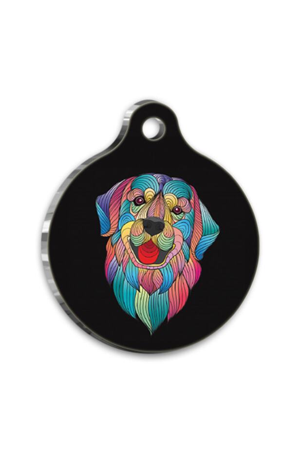 رسم توضيحي Golden Retriever 2 علامة كلب مستديرة متوسطة 3 سم