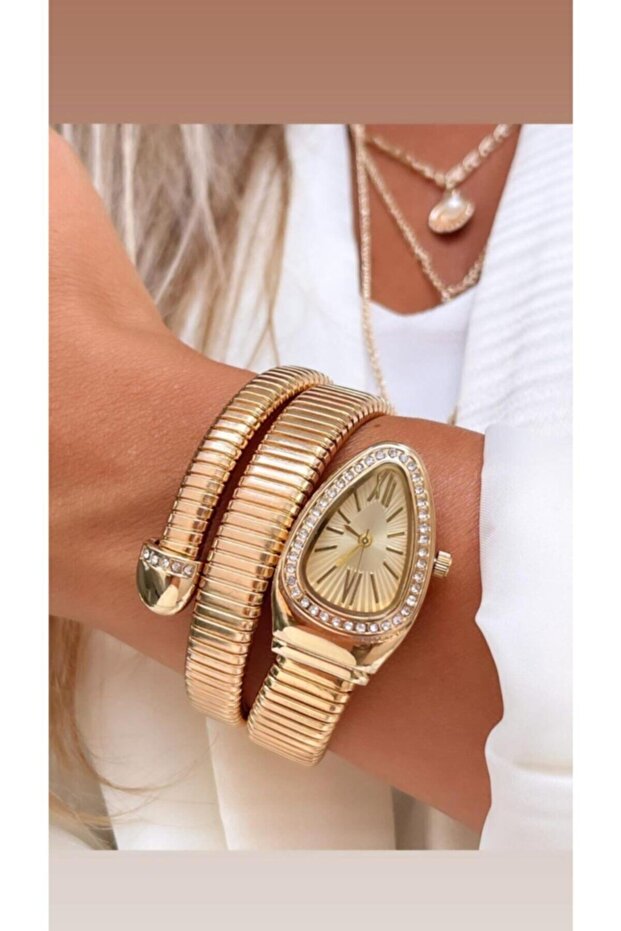 Snake Model Ladies Wrist Watch Rose Gold