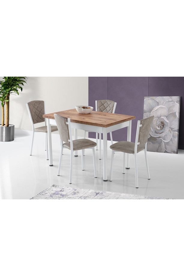 Smart Açılır Mutfak Masası Ve 4 Adet Sandalye Takımı 70*110cm - 1