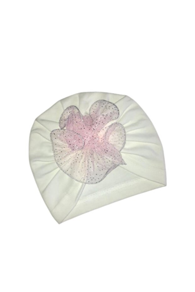 Combed Cotton Bonnet Tulle Detailed Baby Hat