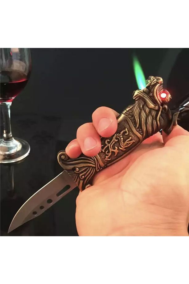 Kaplan Figürlü Çakı Çakmak Modeli - 2