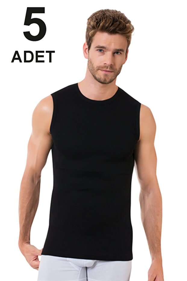 Pack of 5 Men's Crew Neck Sleeveless Undershirt
