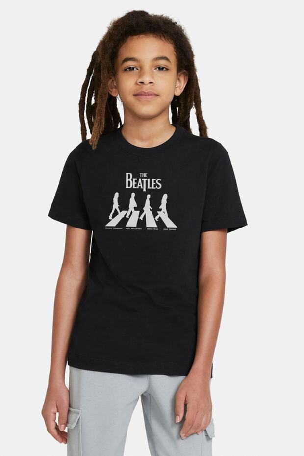 Abbey Road The Beatles Logo Music Beatles Printed Unisex Kids Black Tshirt