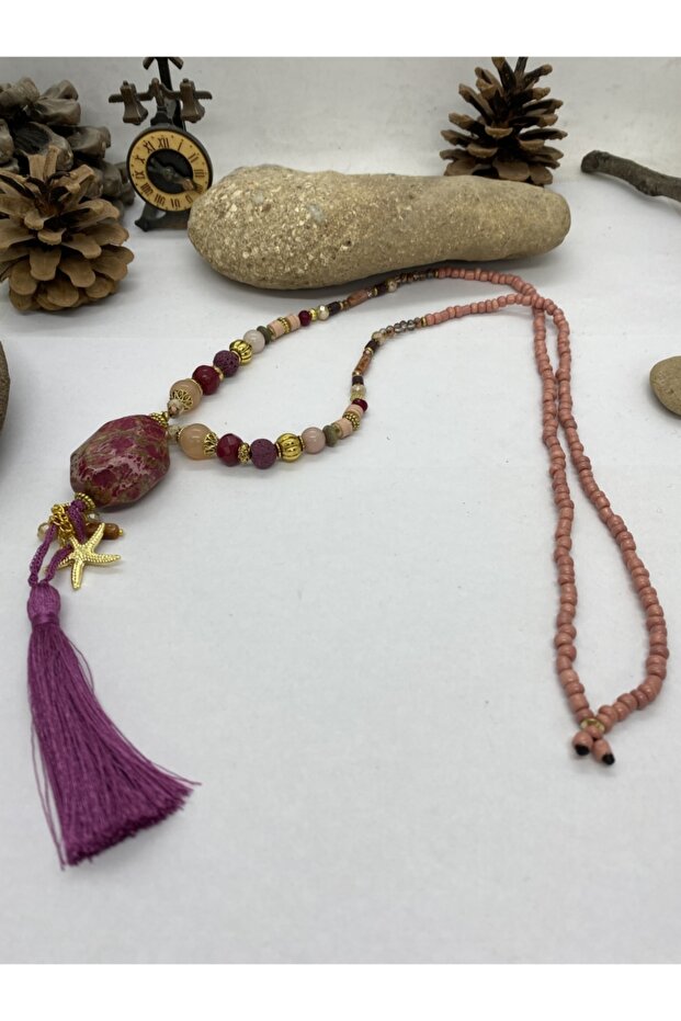Handmade Ethnic Authentic Natural Stone Long Necklace