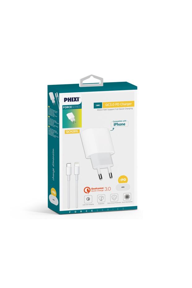 Force Qch281l Pd Destekli 15w Type-c To Lightning Usb Kablolu Şarj Cihazı - 2