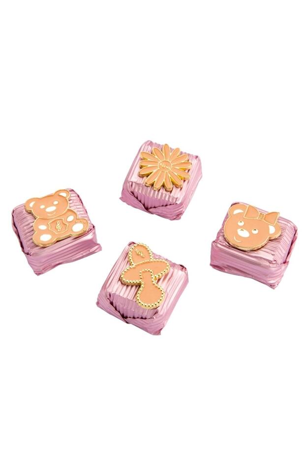 Dekorlu Broş Pembe 350g - Kız Bebek Çikolatası - 2