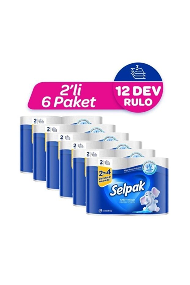 Dev Rulo 3 Katlı Kağıt Havlu 12 Tane - 1