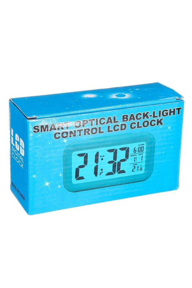 Alarmlı Lcd Ekranlı Dijital Masa Saati Alarmlı Termometreli Led Işıklı Takvimli - 7
