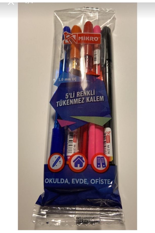 5'li Tükenmez Kalem 5 Adet Renkli Tükenmez Kalem - 1