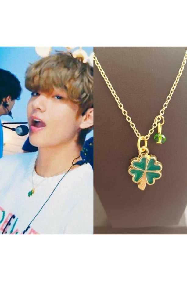 Bts V Kolye Taehyung Kolye Yeşil Yonca Kolye - 1