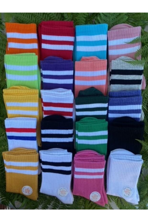 Women's Unisex 20-Piece Series Striped Perfumed College Tennis Socks Go0034
