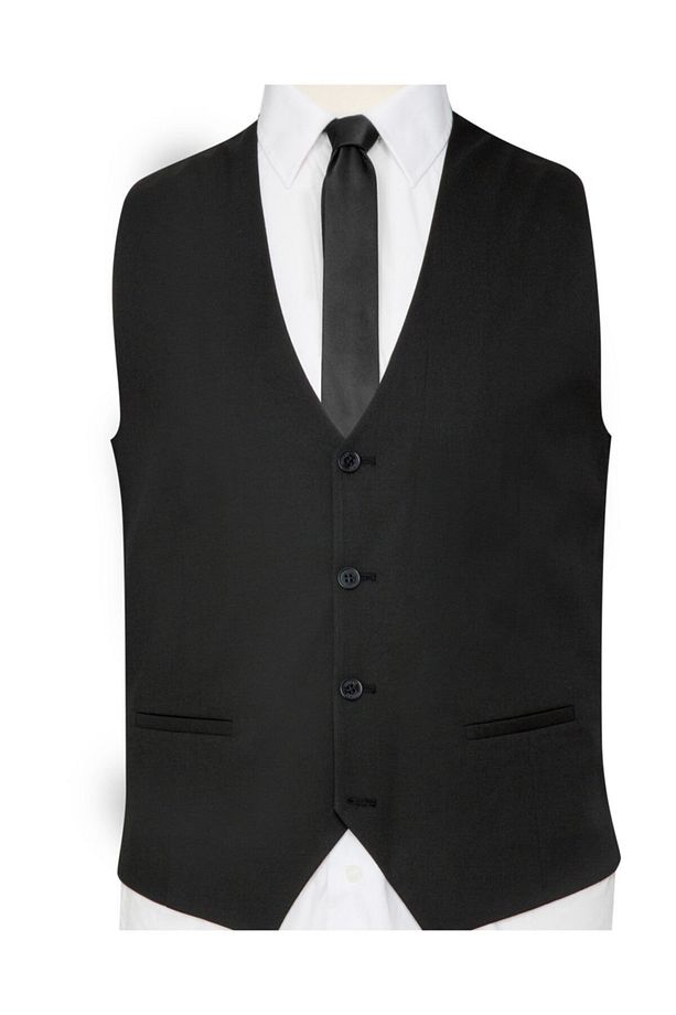 Slim Fit Tek Yelek Siyah - 1