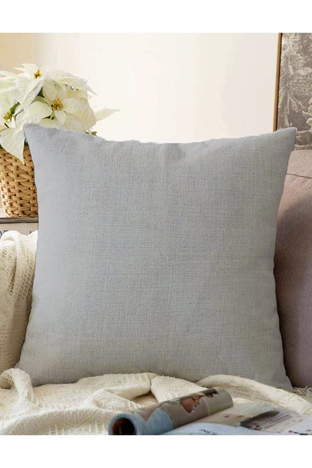Double Sided Plain Light Gray Colored Digital Printed Raschel Knitted Pillow Throw Pillow Cover