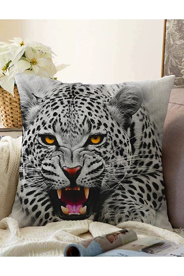 Leopard Patterned Double Sided Digital Printed Decorative Raschel Knitted Pillow Throw Pillow Cover