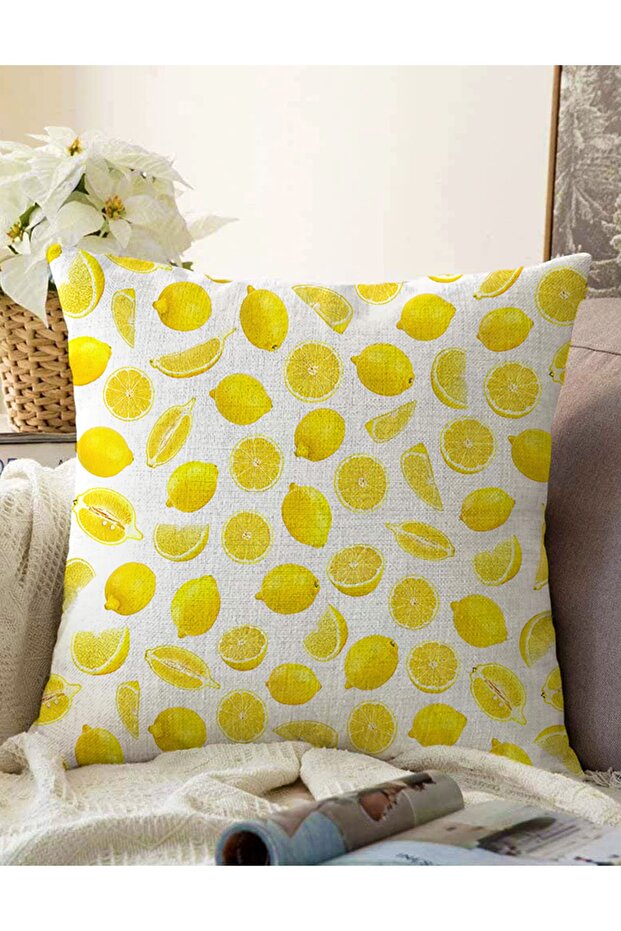 Double Sided Lemon Patterned 3D Digital Printed Decorative Raschel Knitted Pillow Throw Pillow Cover