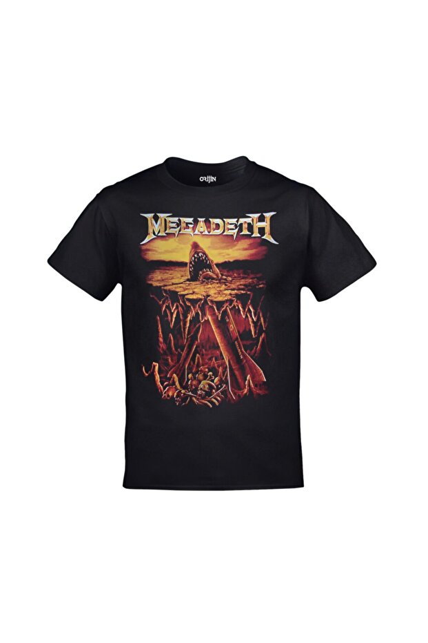تيشيرت أسود للجنسين مطبوع عليه قرش القرش من Megadeth