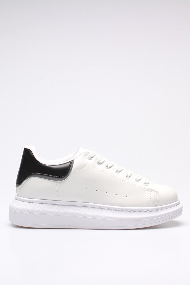 Női fehér fekete részletes fűzős sportcipő - 2