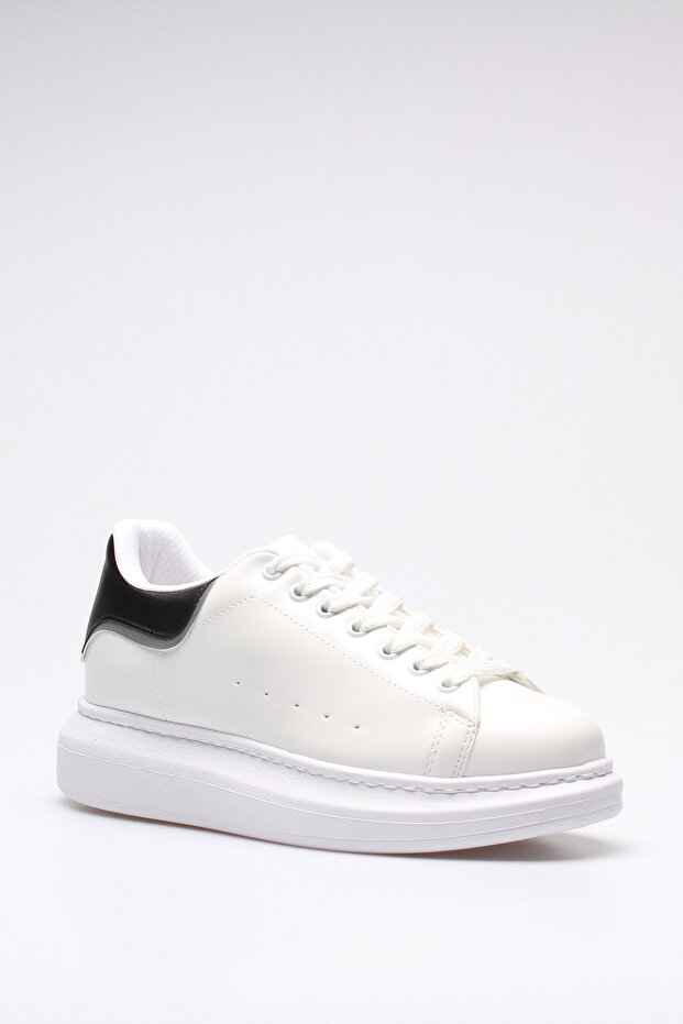 Női fehér fekete részletes fűzős sportcipő - 3