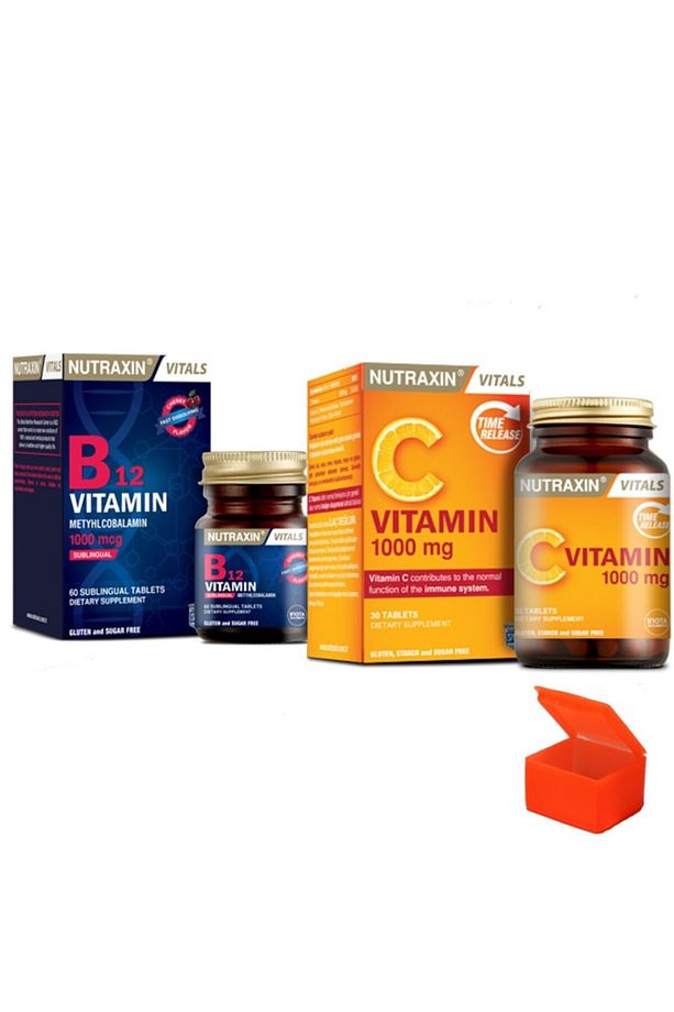 C Vitamin 1000mg Vitamin B12 60 Dil Altı Tableti + Hap Kutusu - 1
