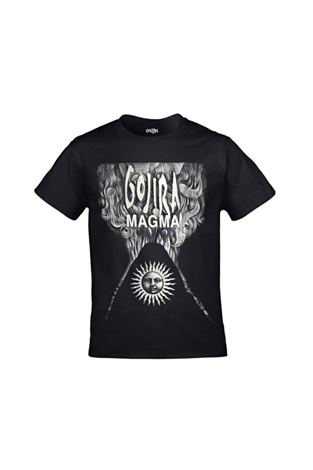 تيشيرت أسود مطبوع عليه Gojira Magma للجنسين