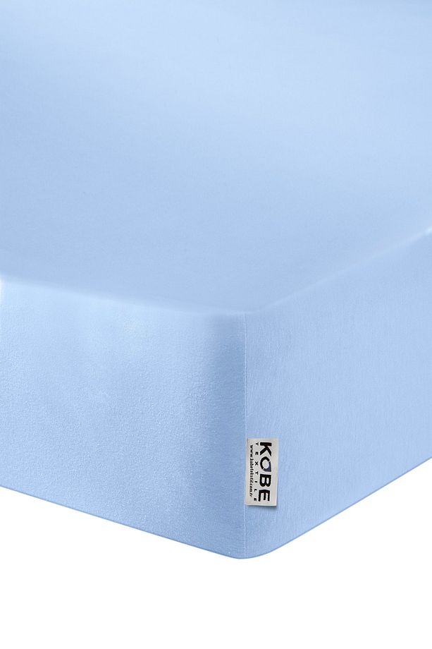 Penye Lastikli Çarşaf, Tek Kişilik , Açık Mavi, %100 Pamuk Örme Kumaş, 130 gr/m² - 2