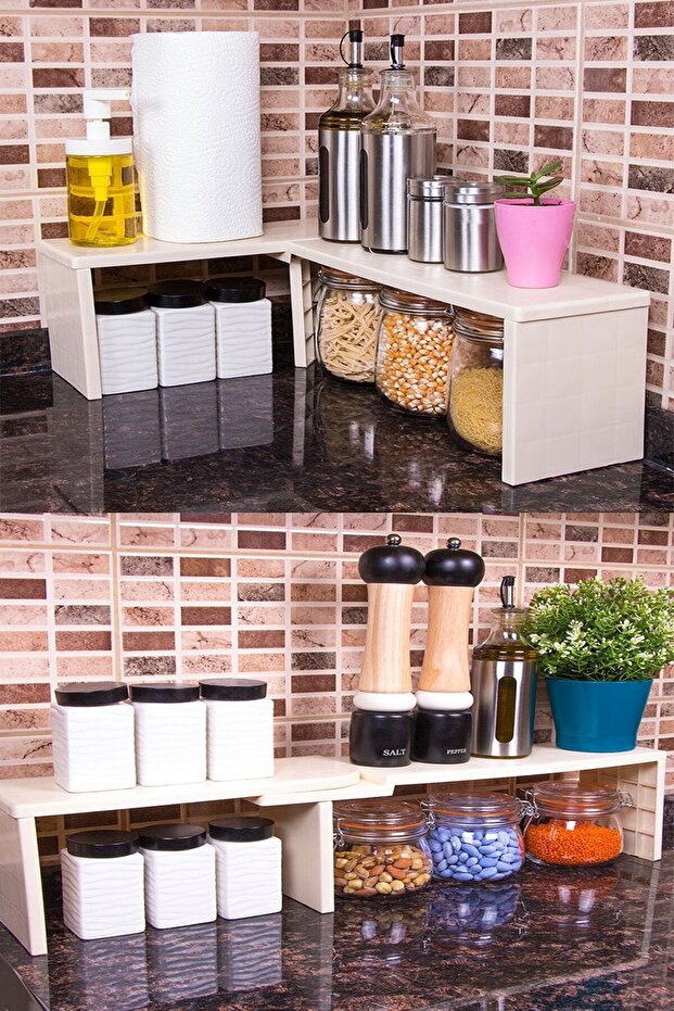 2 Different Use Kitchen Countertop Shelf Multifunctional Organizer Shelf - 1