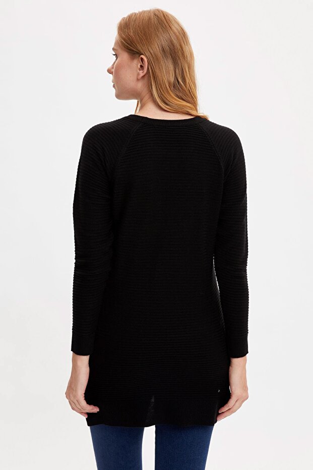 Kadın Siyah Basic Relax Fit Uzun Kollu Triko Kazak L6333AZ20WN - 5
