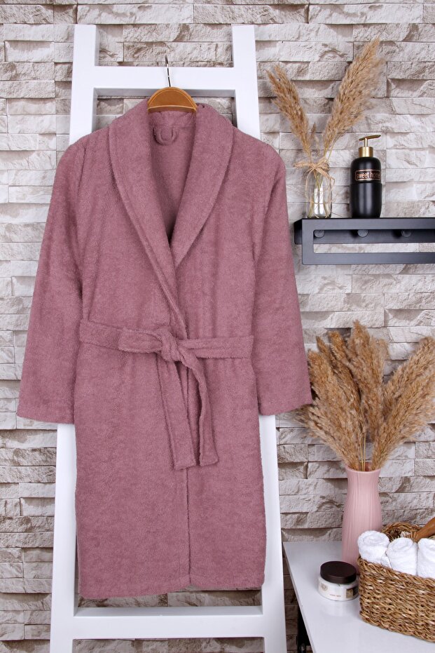 100% Cotton Dried Rose Women's Kimono Bathrobe