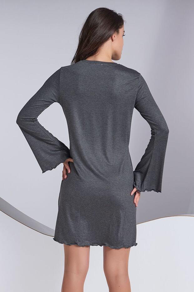 Kadın Gri Baskılı Gecelik - 2