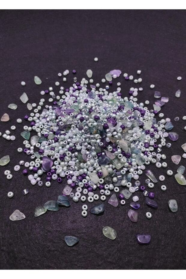 100 Gram Special Mix Natural Fluorite Stone Glass Sand Beads