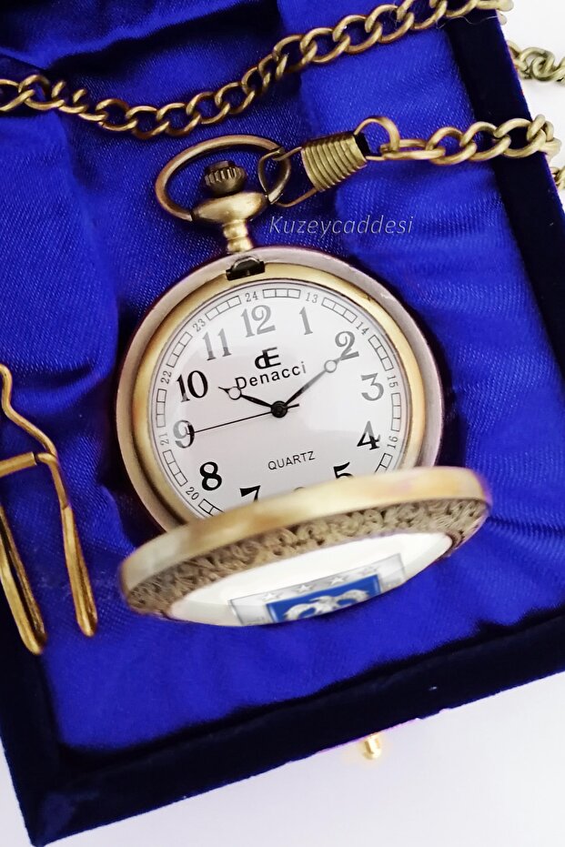 Air Force Command Emblem Clamshell Vintage Chain Pocket Watch in Special Box - 2