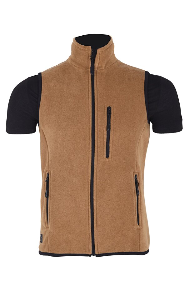 Men's Tan Fleece Sports Vest