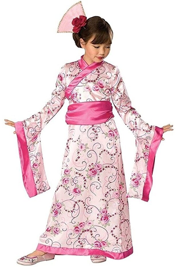 Girl's Pink Japanese Kimono Costume