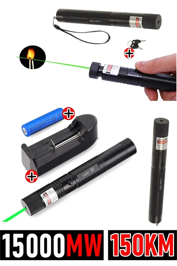Zubbii Fix-2022 Turbo Işın Şarjlı Yeşil Şarjlı Lazer Pointer 15000 Mw - 1