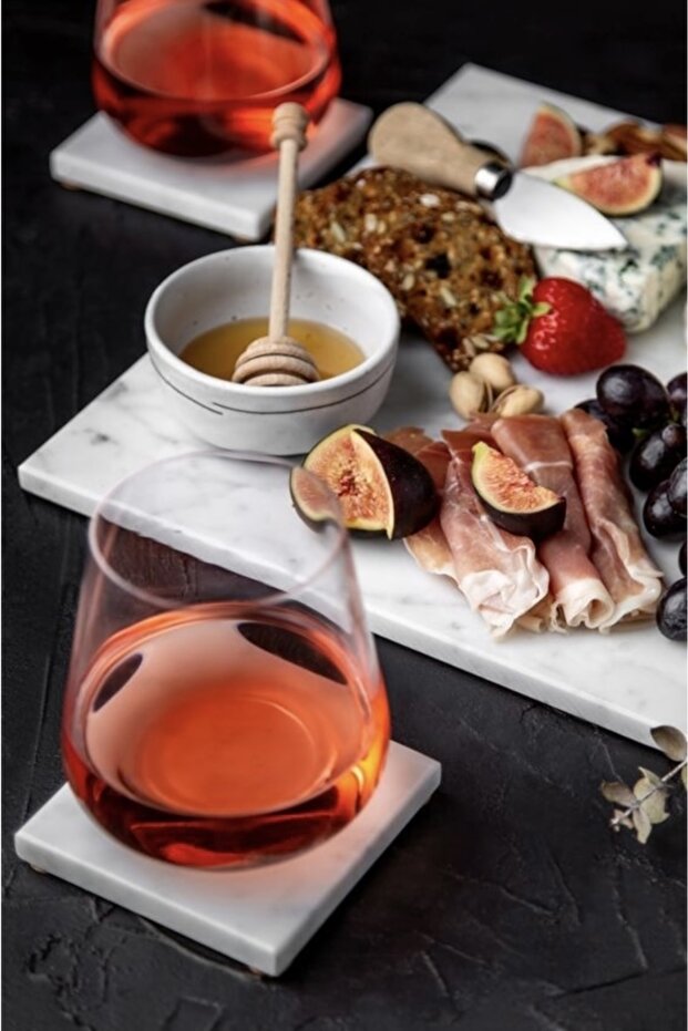 2 Adet Beyaz Mermer Kristal Bardak Altlığı - 4