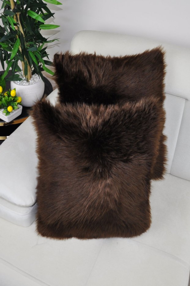 Plush Throw Pillow Cover Square - Brown