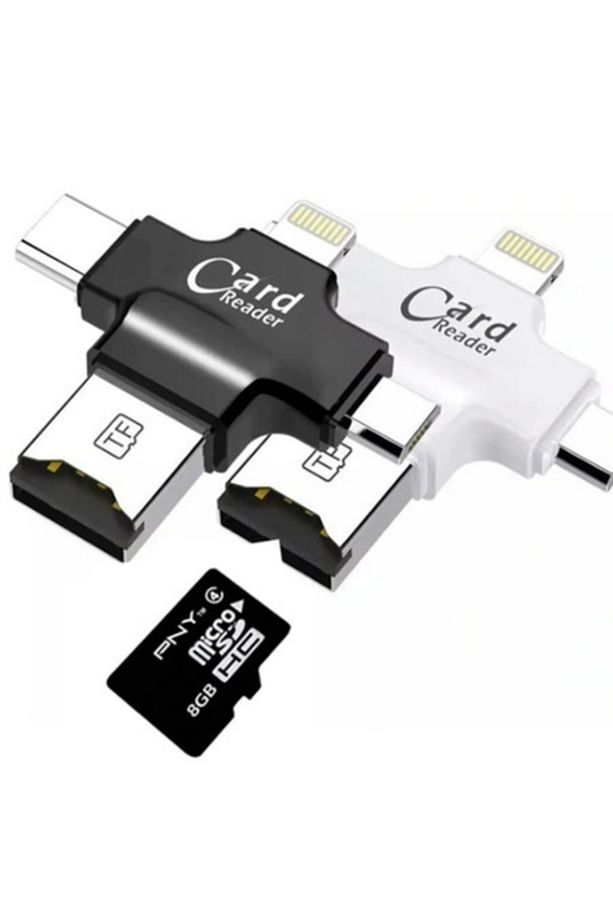 Hc05 Type-c Lightning Usb-a Microsd Kart Okuyucu Adaptör - Siyah - 4