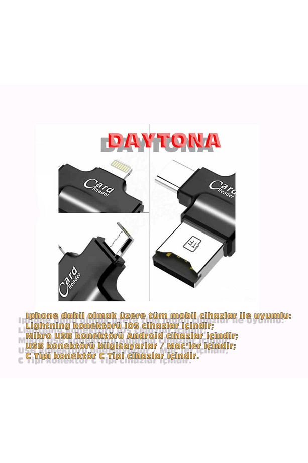 Hc05 Type-c Lightning Usb-a Microsd Kart Okuyucu Adaptör - Siyah - 6