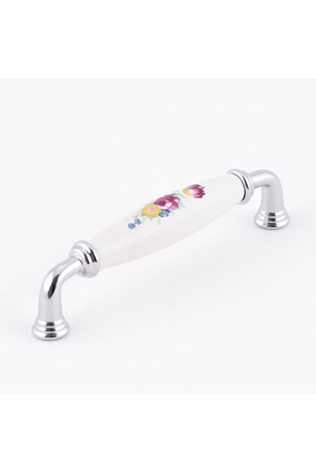 Ruby Porcelain Furniture Handles Cabinet Drawer Kitchen Handles 96mm Chrome 141Kr-White-Chrome