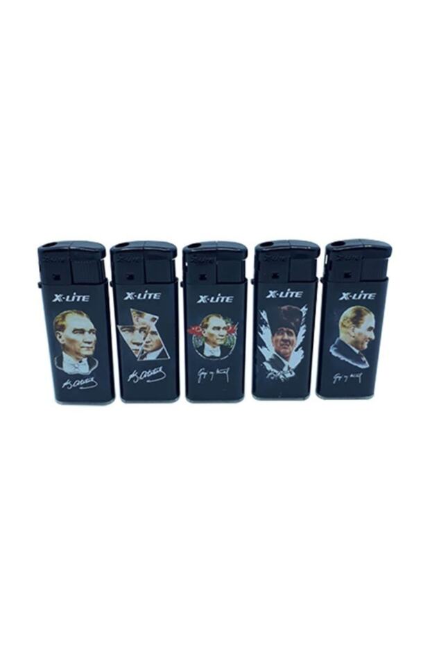 5 Adet Siyah Atatürk Desenli Çakmak - 1