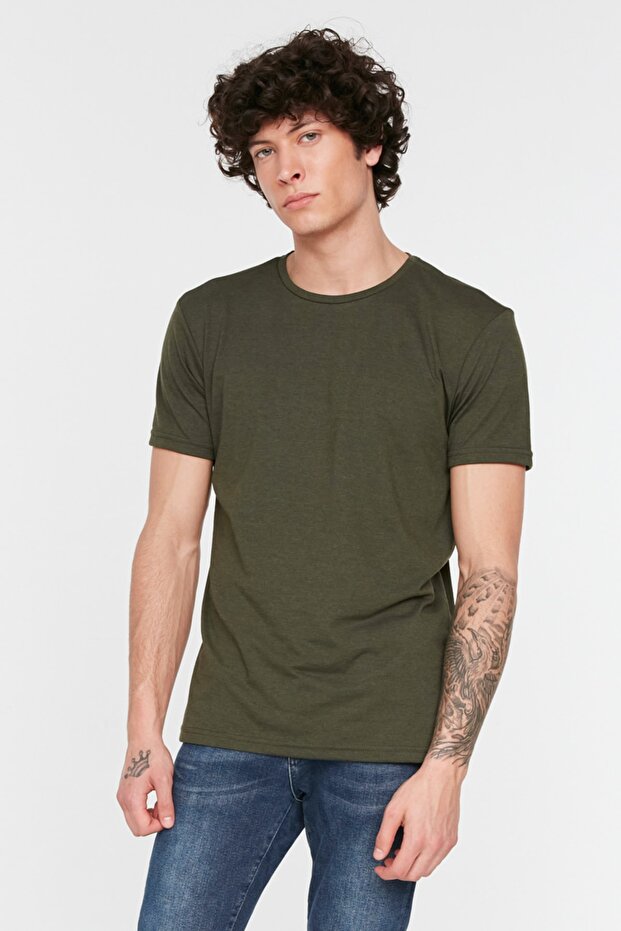 Haki Regular/Normal Kesim Kısa Kollu T-Shirt TMNSS22TS0271 - 4