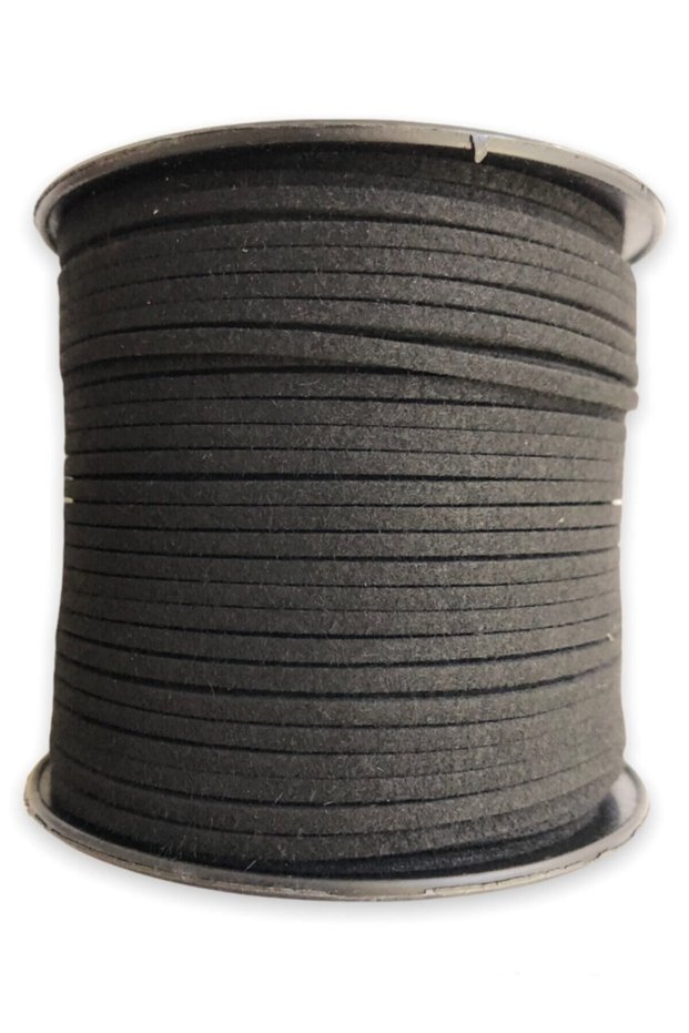 Suede Leather Strip Cord, 3mm - Black Color, Prayer Beads, Bracelet, Necklace Cord (3 Meters)