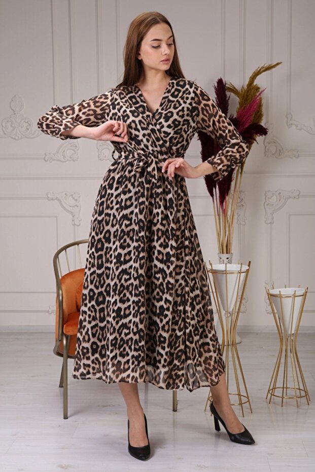 Rochie midi cu model leopard - 2