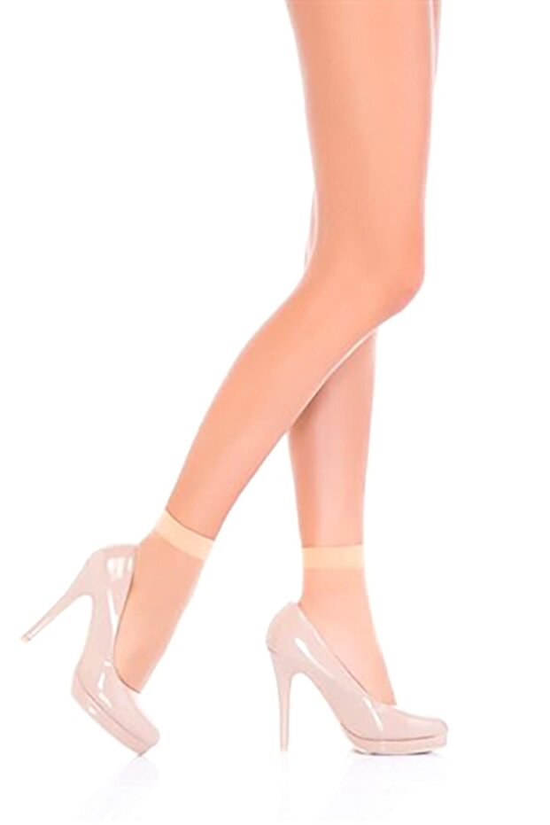 Women's Skin Color Fit 15 Shiny Thin Socks 12 Pairs