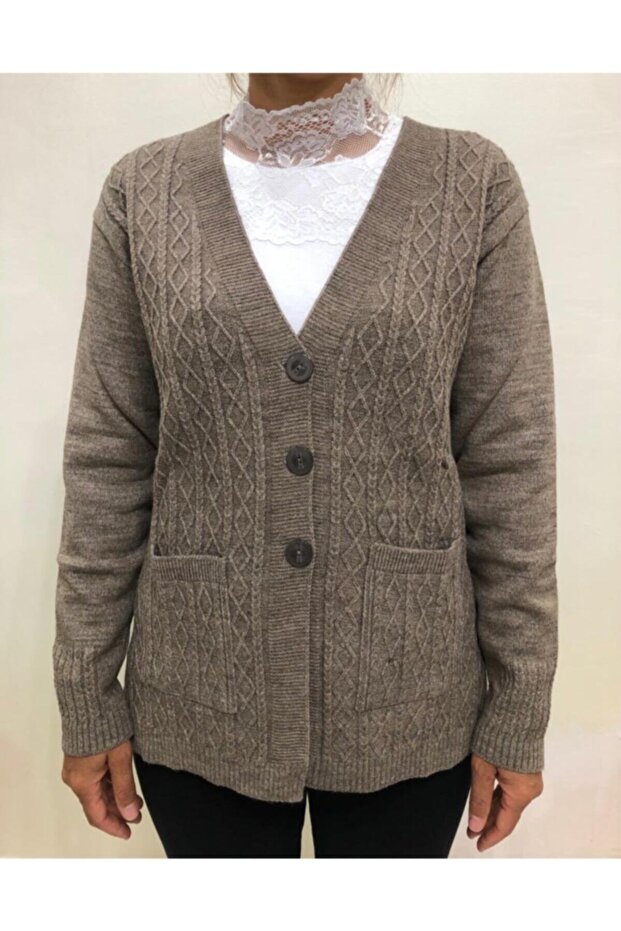 Ece Anne Kısa Düğmeli Hırka - 1