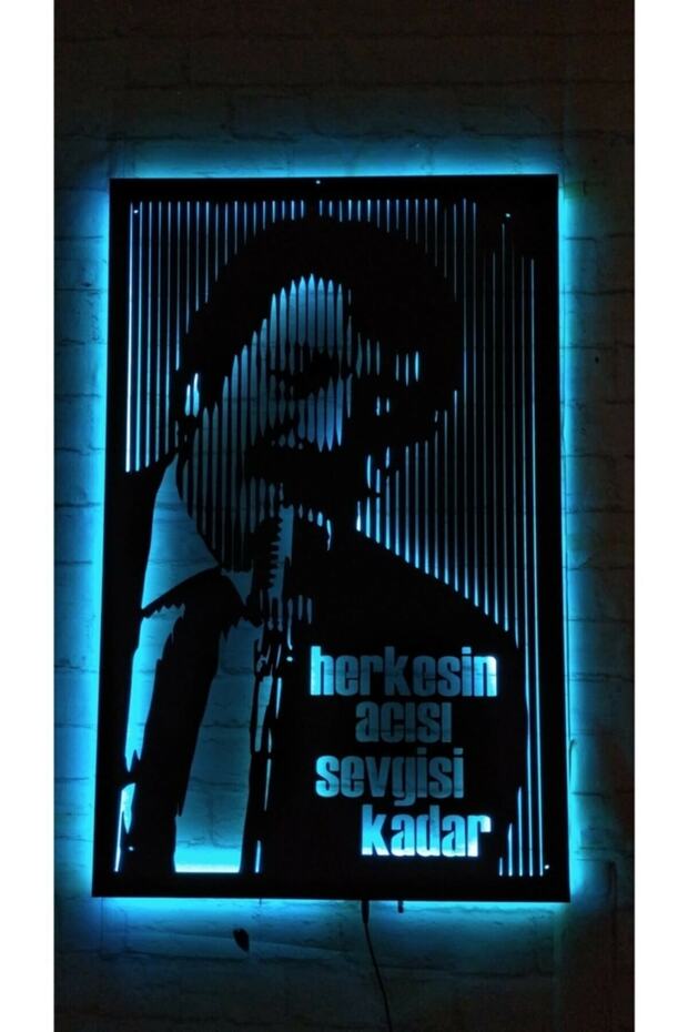 Rgb Kumandalı Müslüm Gürses Led Işıklı Ahşap Mdf Dekoratif Tablo - 1