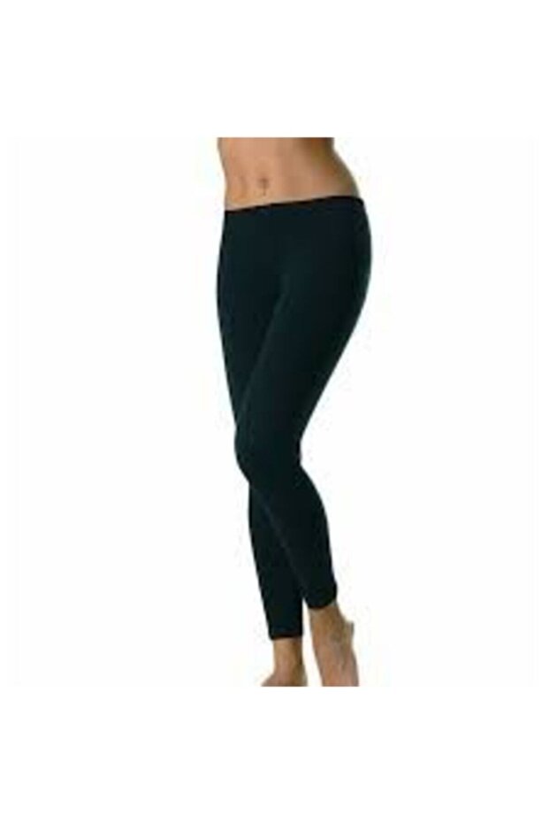 Women's Black Combed Cotton Long Tights 635