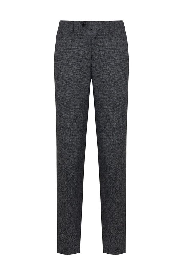Lacivert Regular Fit Desenli Yandan Cep Flanel Pantolon - 1