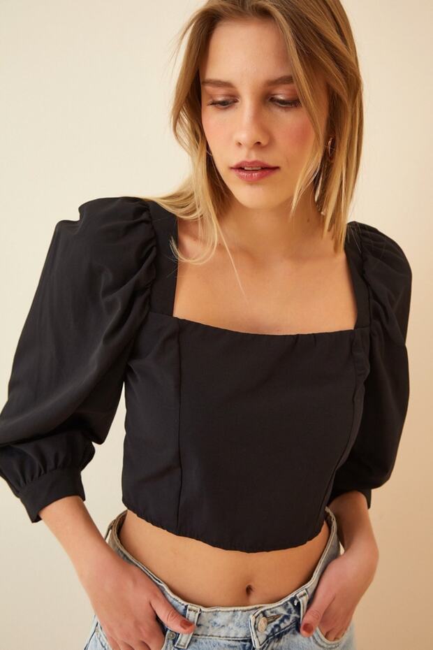 بلوزة ذات ياقة مربعة - 2